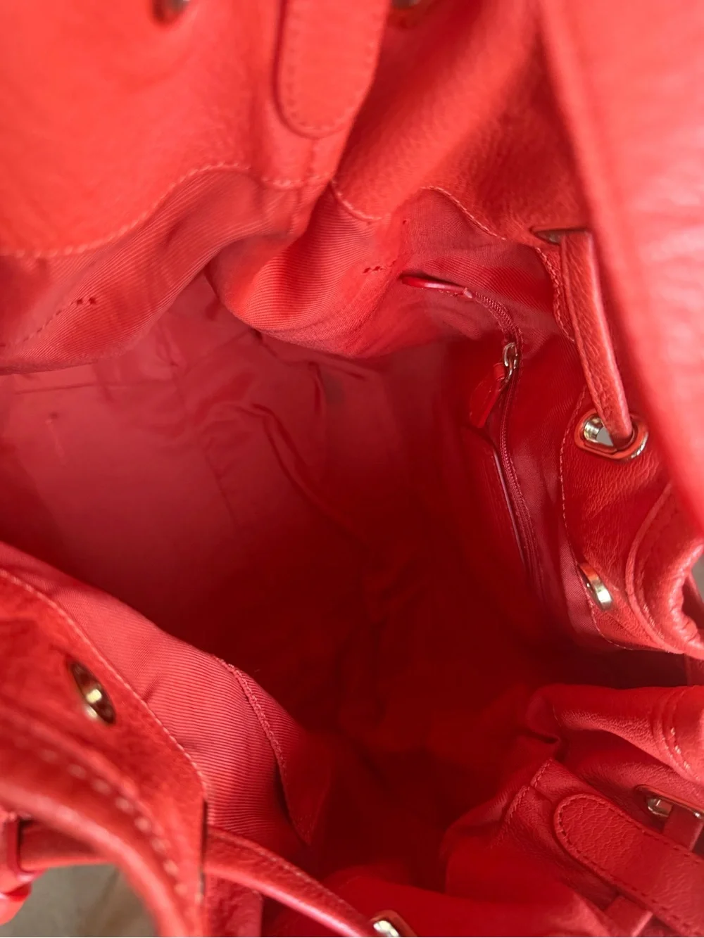 Coach Turnlock Tie Bucket Bag – Coral Pebbled Leather Drawstring Shoulder Bag